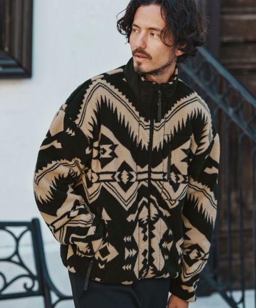 【felkod(フィルコッド)】【予約販売9月上旬～中旬入荷】 Ortega Pattern Fleece Blouson フリースブルゾン(F25A050)