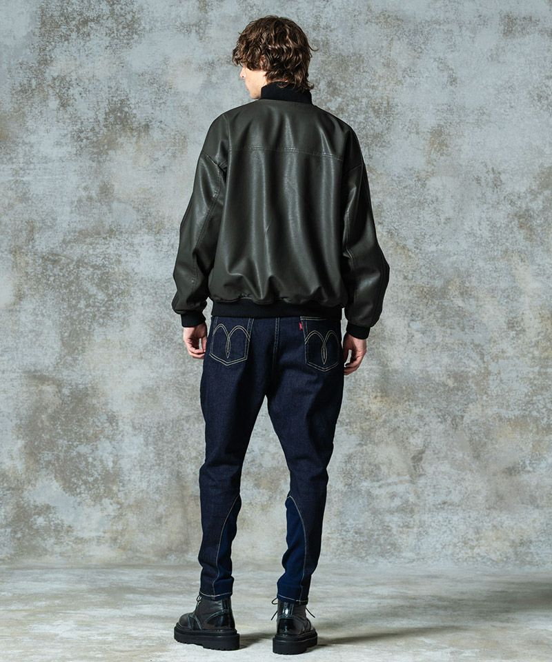 glamb(グラム)】Synth Leather Track Jacket シンセレザートラック