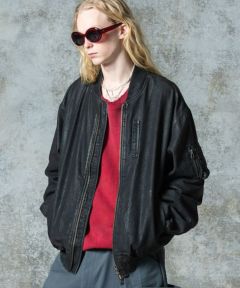 glamb(グラム)】Paraffin Coated Denim MA-1 パラフィンコートデニムMA