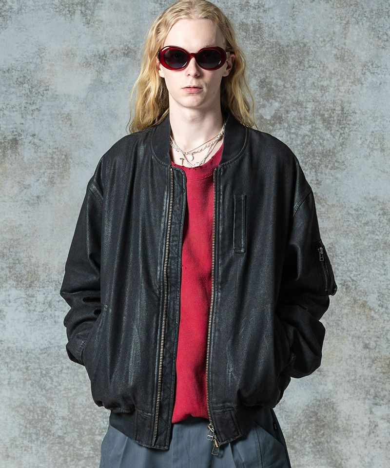 glamb(グラム)】Paraffin Coated Denim MA-1 パラフィンコートデニムMA