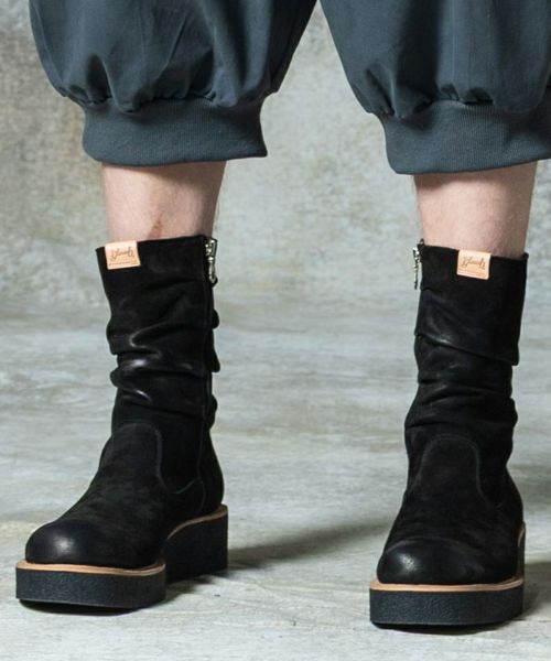【glamb(グラム)】【予約販売9月下旬～10月上旬入荷】Drape Work Boots ドレープワークブーツ(GB0325-AC02)