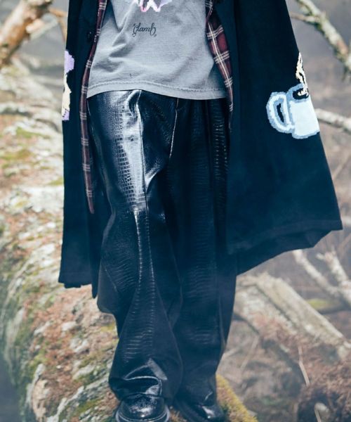 【glamb(グラム)】【予約販売8月下旬～9月上旬入荷】Synth Leather Baggy Slacks シンセレザーバギースラックス パンツ(GB0325-P09)