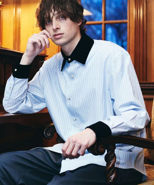 【glamb(グラム)】【予約販売7月下旬～8月上旬入荷】Noble Velvet Collar Shirt ノーブルヴェルヴェットカラーシャツ(GB0325-SH03)