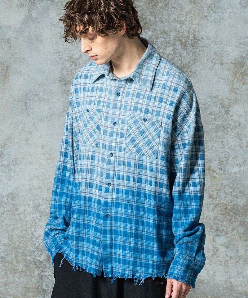 glamb(グラム)】Bleach Check Shirt ブリーチチェックシャツ(GB0325