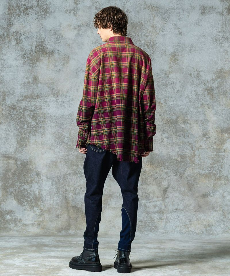 glamb(グラム)】Bleach Check Shirt ブリーチチェックシャツ(GB0325
