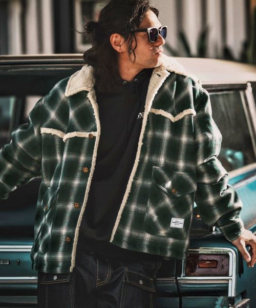 【WONDER WALL MOTEL(ワンダーウォールモーテル)】【予約販売10月中旬～下旬入荷】 CHECK WESTERN BOA RANCH JKT ボアランチジャケット(101625)