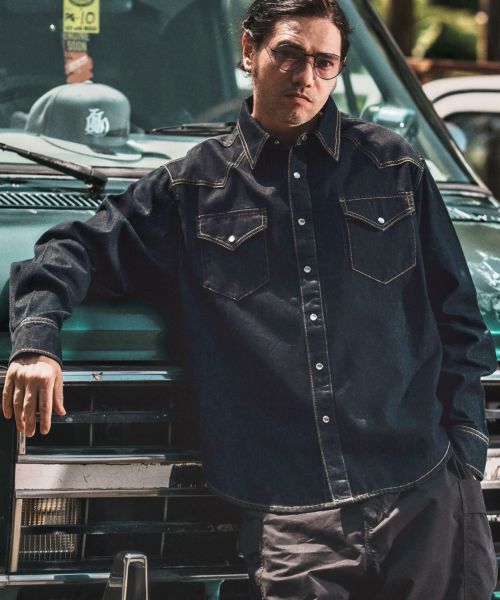 【WONDER WALL MOTEL(ワンダーウォールモーテル)】【予約販売9月中旬～下旬入荷】 DENIM SHIRT デニムシャツ(100325)