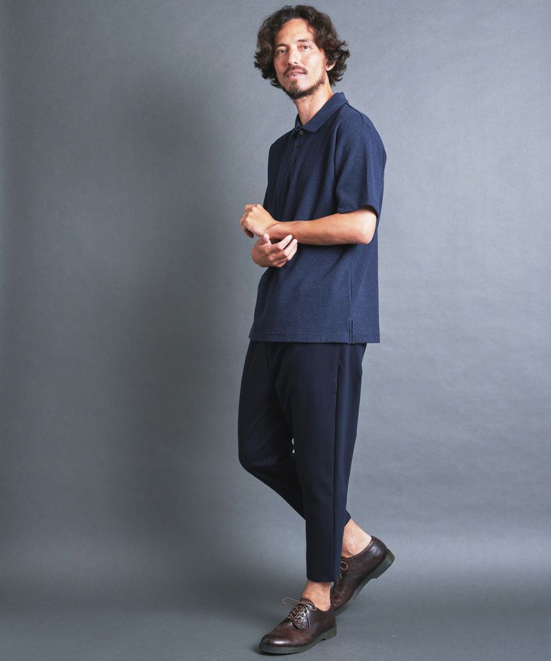 PG ネイビー ポロシャツ c191998 コットン/ポリエステルピケ ソリッド ポロシャツ withポケット