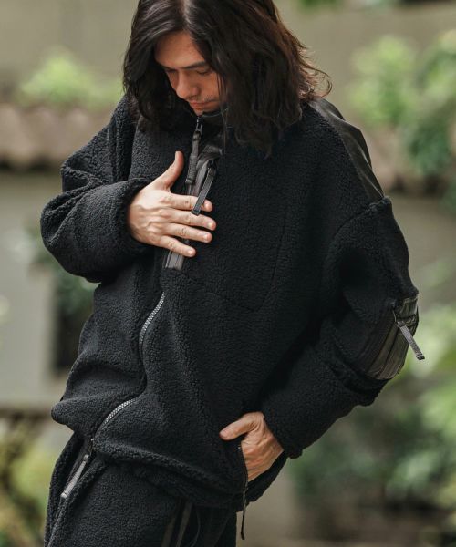 【CAMBIO(カンビオ)】【予約販売10月末～11月上旬入荷】 Sheep Like Boa Synthetic Leather Blouson ボアレザーブルゾン(MIU-252-020)