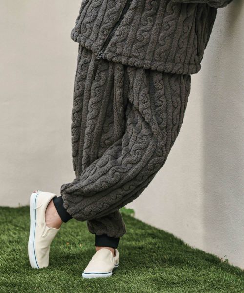 【CAMBIO(カンビオ)】【予約販売10月末～11月上旬入荷】 Cable Jacquard Boa Jogger Pants ボアジョガーパンツ(MIU-252-017)