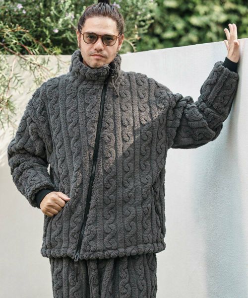 【CAMBIO(カンビオ)】【予約販売10月末～11月上旬入荷】 Cable Jacquard Boa Jacket ボアジャケット(MIU-252-016)