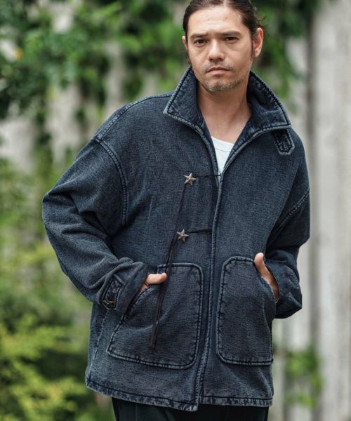【CAMBIO(カンビオ)】【予約販売10月中旬～下旬入荷】 Heavy Weight Indigo Sweat Poncho Like Jacket インディゴ裏毛ジャケット(MIU-252-030)