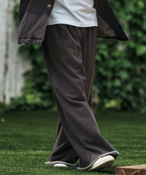 【CAMBIO(カンビオ)】【予約販売10月中旬～下旬入荷】 Heavy Weight Indigo Cut Off Wide Semi Flare Sweat Pants スウェットパンツ(MIU-252-011)