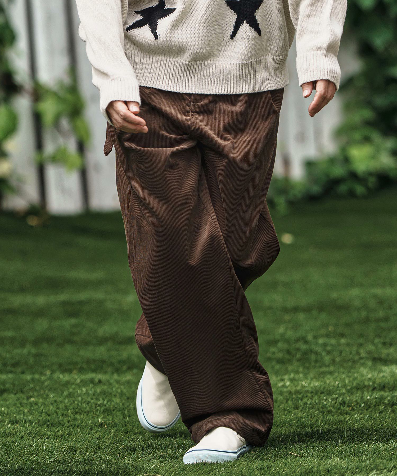 CAMBIO(カンビオ)】Belted Corduroy Two Tuck Wide Pants コーデュロイ