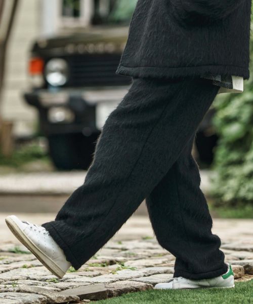 【CAMBIO(カンビオ)】【予約販売9月末～10月上旬入荷】 Belted Far Melton Two Tuck Wide Pants メルトンワイドパンツ(MIU-252-012)