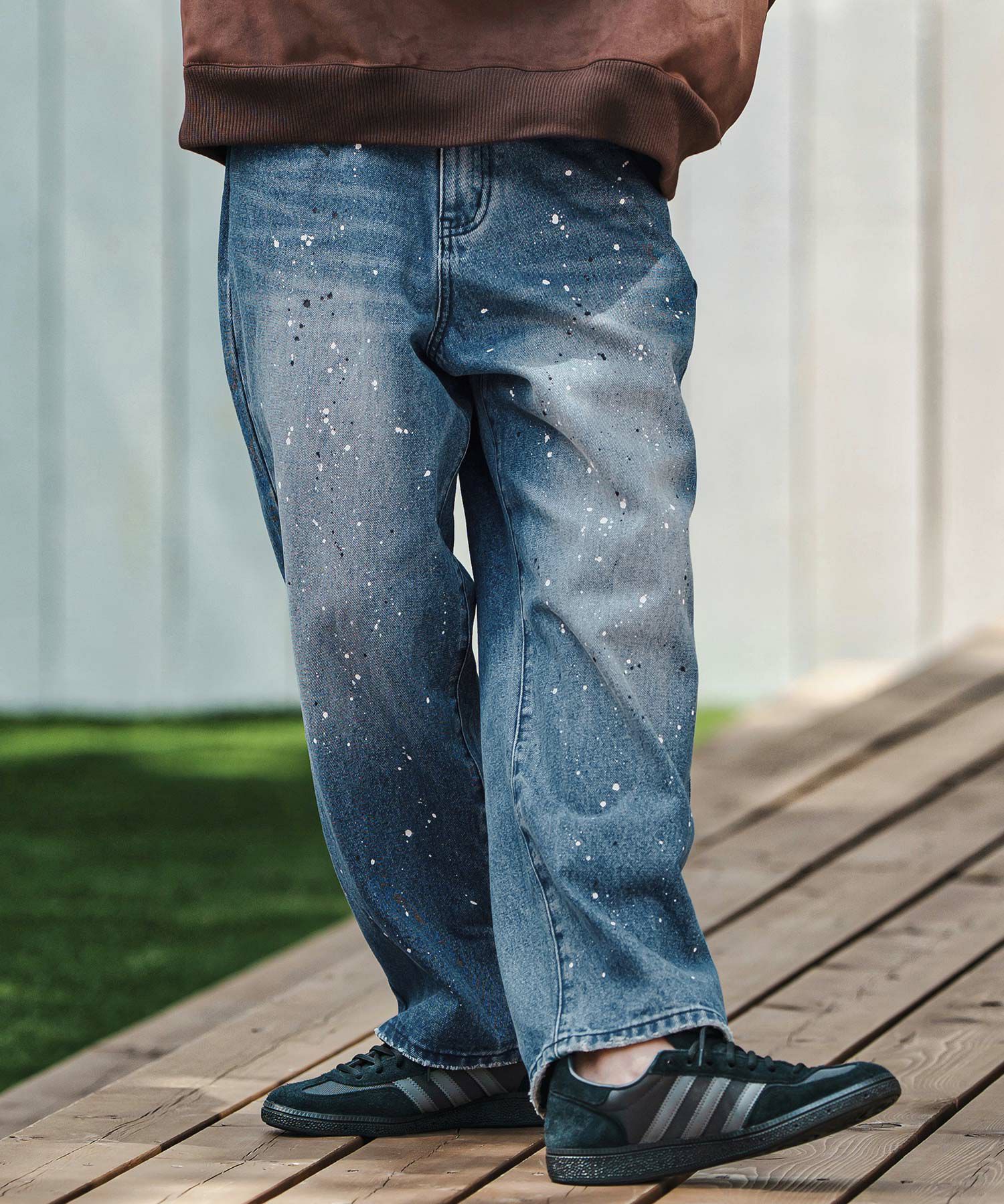 CAMBIO(カンビオ)】Paint Splash Denim Wide Straight Pants ワイド