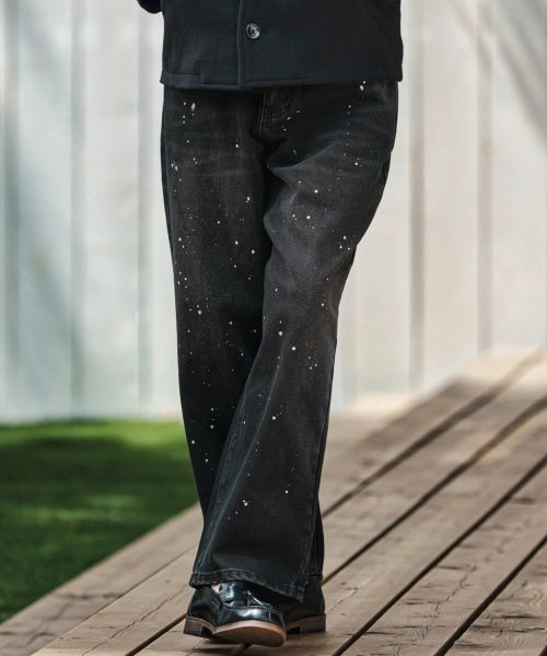 【CAMBIO(カンビオ)】【予約販売9月中旬～下旬入荷】 Paint Splash Denim Wide Straight Pants ワイドストレートデニムパンツ(A50925cmb)