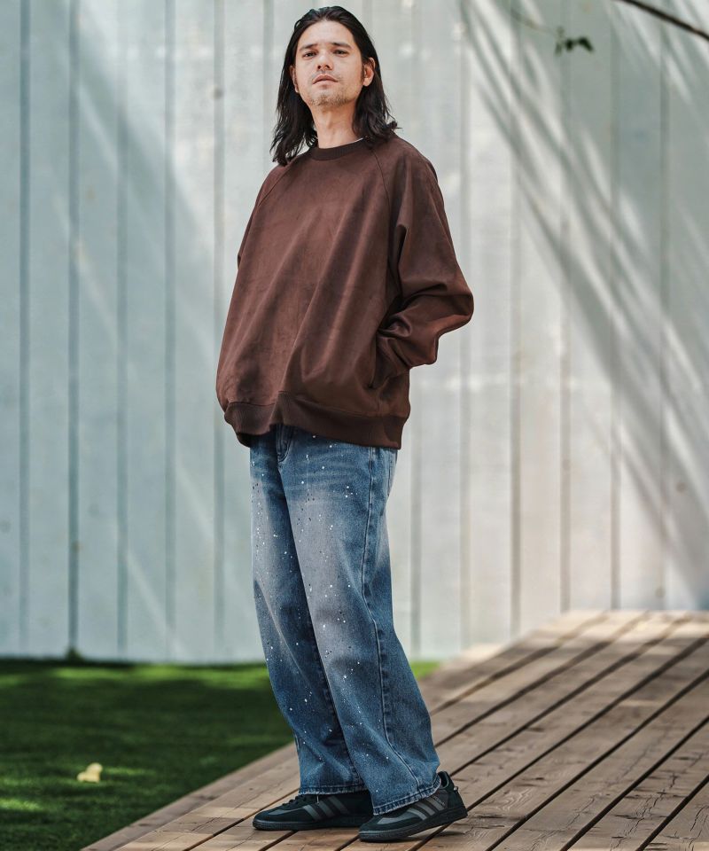 CAMBIO(カンビオ)】Paint Splash Denim Wide Straight Pants ワイド