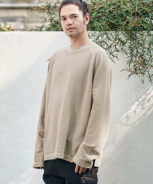 【CAMBIO(カンビオ)】【予約販売9月上旬～中旬入荷】 Pigment Waffle Raglan Sleeve Cut sew カットソー(CMP-252-002)
