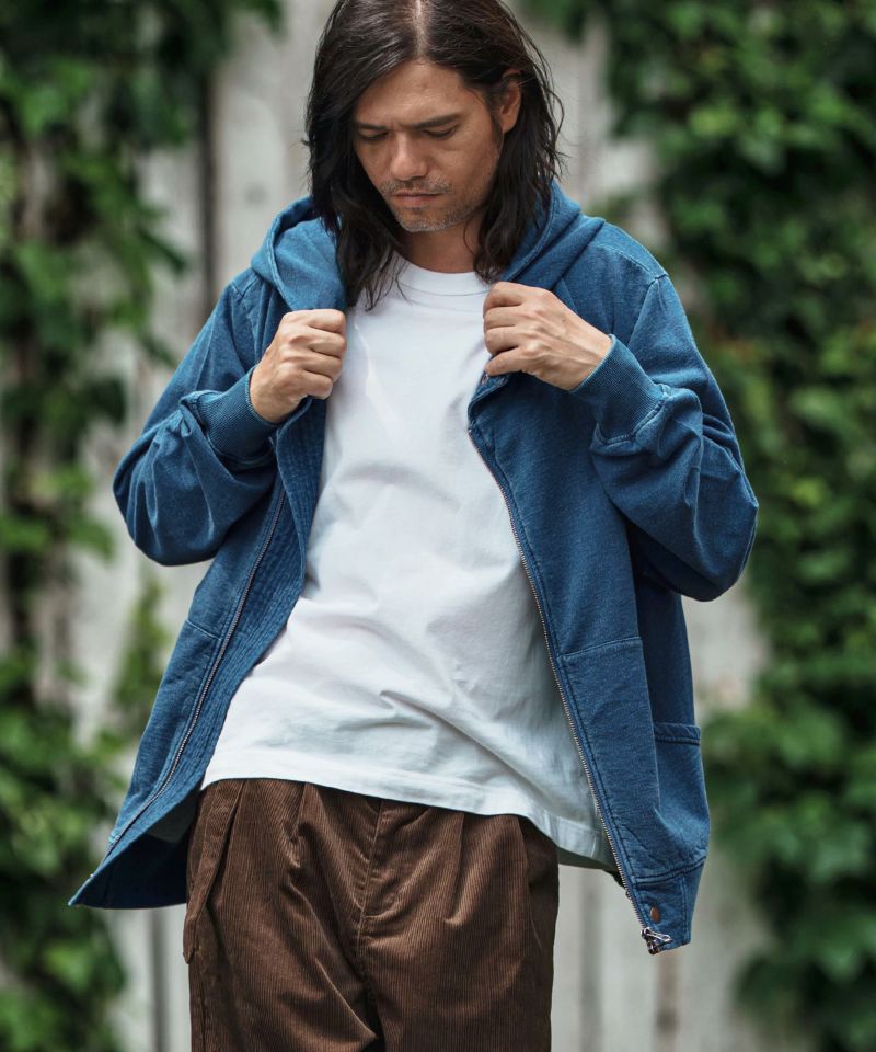 CAMBIO(カンビオ)】Fleece Lining Indigo Sweat Riders Zip Parka