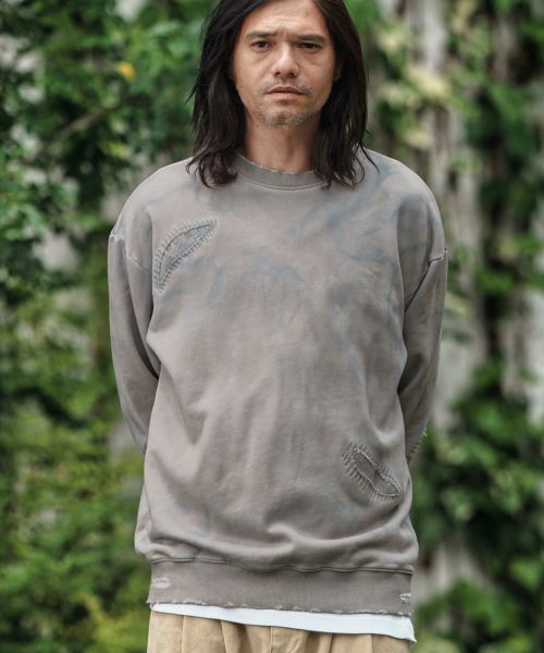 【CAMBIO(カンビオ)】【予約販売8月下旬～9月上旬入荷】 Distressed Unevenly Dyed Sweat Pullover スウェット(A51725cmb)
