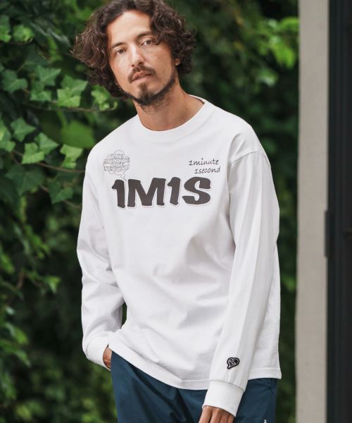 【1minute 1second(ワンミニットワンセカンド)】【予約販売10月上旬～中旬入荷】speech bubble and logo print long sleeve t-shirt プリントロンT(1M25A210)