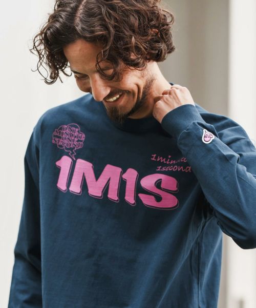 【1minute 1second(ワンミニットワンセカンド)】【予約販売10月上旬～中旬入荷】speech bubble and logo print long sleeve t-shirt プリントロンT(1M25A210)