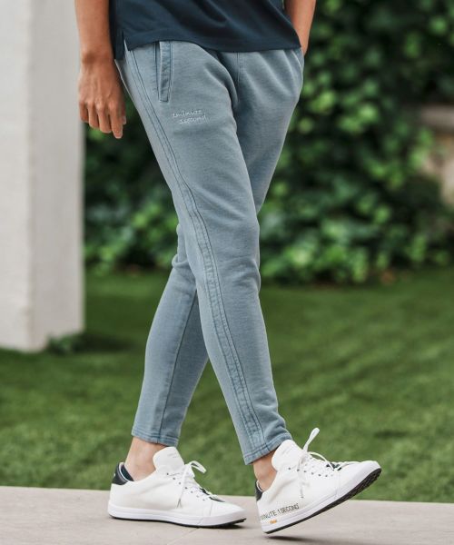 【1minute 1second(ワンミニットワンセカンド)】【予約販売9月下旬～10月上旬入荷】heavy weight knit denim pants with cursive embroidery ニットデニムイージーパンツ(1M25A080)