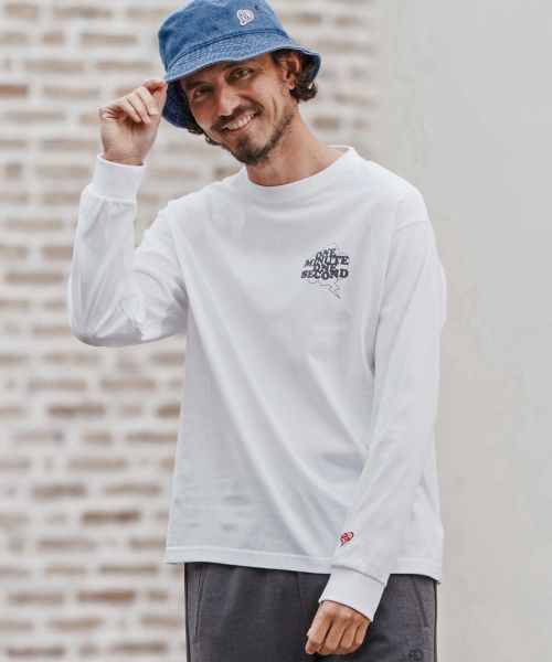 【1minute 1second(ワンミニットワンセカンド)】【予約販売9月上旬～中旬入荷】long sleeve t-shirt with speech bubble ロングスリーブTシャツ(1M25A240)