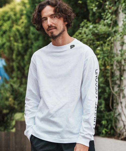 【1minute 1second(ワンミニットワンセカンド)】【予約販売9月上旬～中旬入荷】7oz long sleeve cut&sew with sleeve print ロングスリーブカットソー(1M25A190)