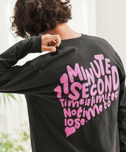 【1minute 1second(ワンミニットワンセカンド)】long sleeve cut&sew with foam print (big PAVE heart) ロングスリーブカットソー(1M25A220)