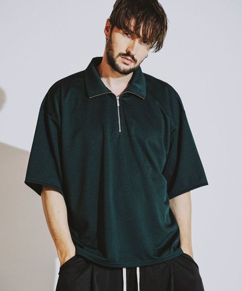 【NO ID.(ノーアイディー)】【予約販売6月下旬～7月上旬入荷】 ﾊｰﾌZIP BIG-PO スキッパーシャツ(856006-035T)