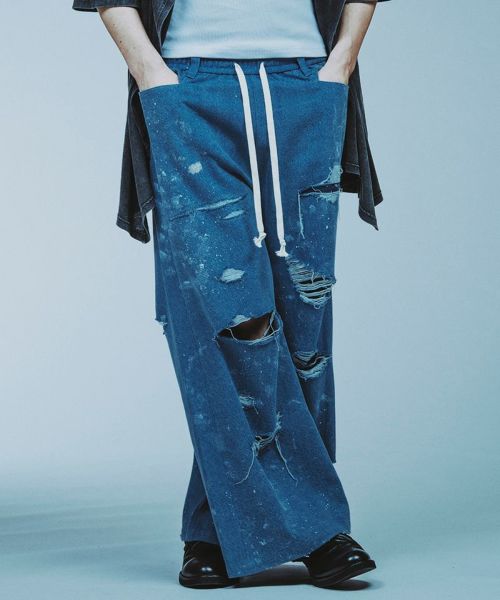 【NO ID.(ノーアイディー)】【予約販売7月中旬～下旬入荷】NO ID.×OVERDESIGN ｸﾞﾗﾝｼﾞﾃﾞﾆﾑﾜｲﾄﾞﾌﾚｱPT パンツ(856006-263P)