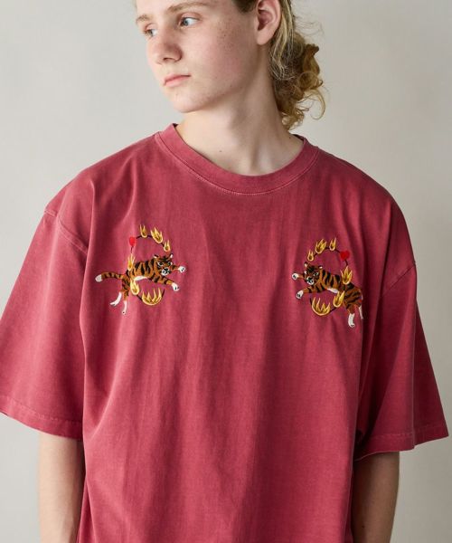 【rehacer(レアセル)】【予約販売7月中旬～下旬入荷】Loop Tiger Pigment Dye T-shirt Tシャツ(01252000032)