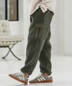 CAMBIO ブラウン カーゴパンツ フリース CAMBIO(カンビオ)】Poodle Like Boa Switch Cargo Pants ボアカーゴ