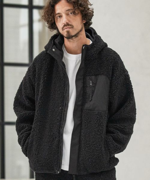【CAMBIO(カンビオ)】【予約販売10月末～11月上旬入荷】Poodle Like Boa High Neck Hooded Blouson ボアブルゾン(MIU-252-027)