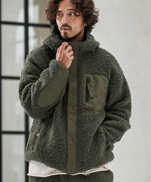 【CAMBIO(カンビオ)】【予約販売10月末～11月上旬入荷】Poodle Like Boa High Neck Hooded Blouson ボアブルゾン(MIU-252-027)