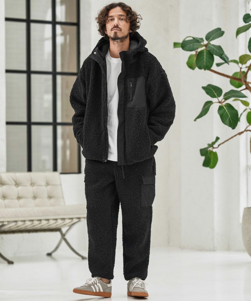 CAMBIO(カンビオ)】Poodle Like Boa High Neck Hooded Blouson ボア