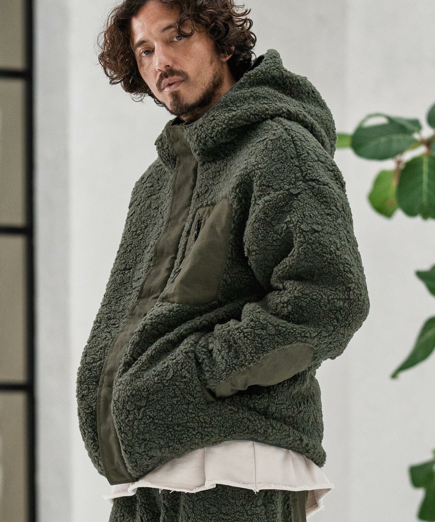 CAMBIO(カンビオ)】Poodle Like Boa High Neck Hooded Blouson ボア