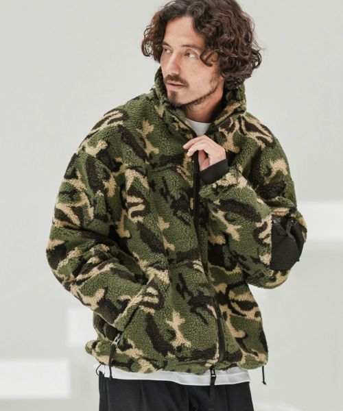 【CAMBIO(カンビオ)】【予約販売10月末～11月上旬入荷】Camouflage Sheep Like Boa Jacket ボアジャケット(MIU-252-028)