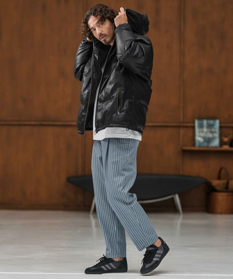 CAMBIO(カンビオ)】Synthetic Leather Padded Hooded Jacket