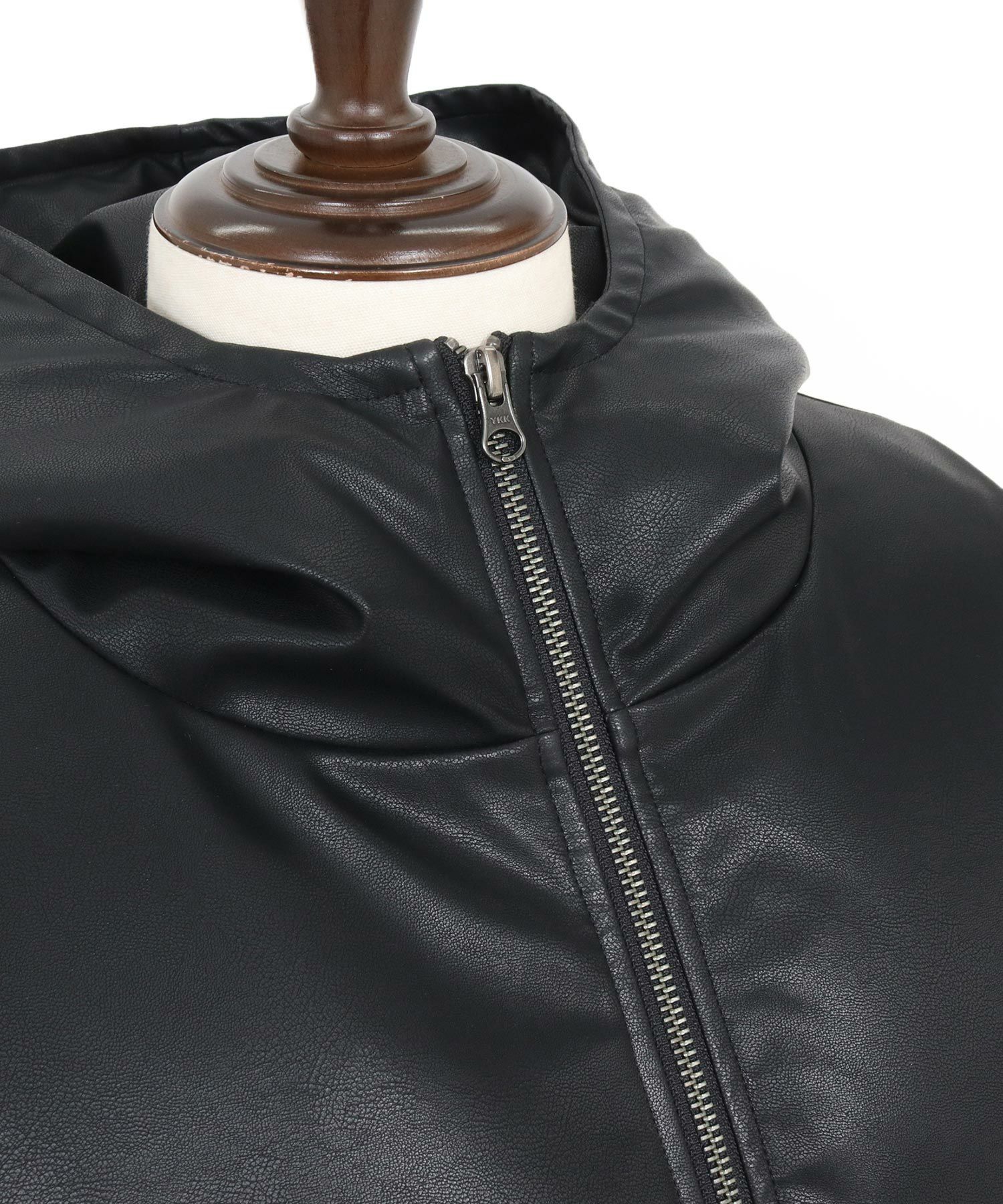CAMBIO(カンビオ)】Synthetic Leather Padded Hooded Jacket