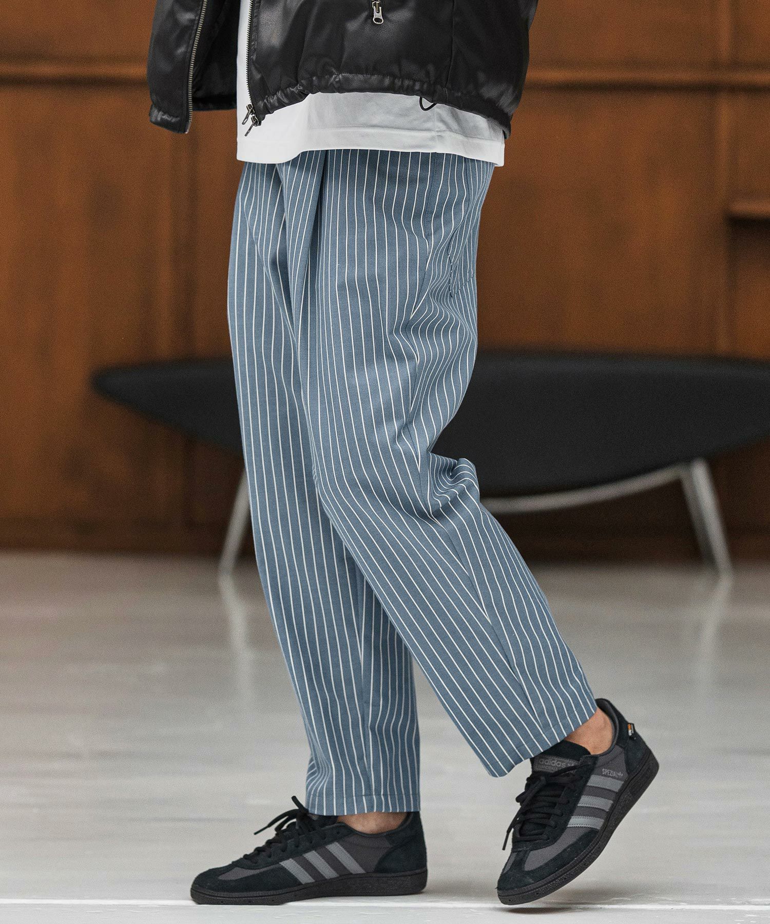 CAMBIO(カンビオ)】ストライプテーパードデニムパンツ(CMB-R0167