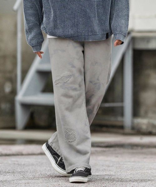 【CAMBIO(カンビオ)】【予約販売8月下旬～9月上旬入荷】Uneven Dyeing Sweat Wide Straight Pants スウェットパンツ(A52625cmb)