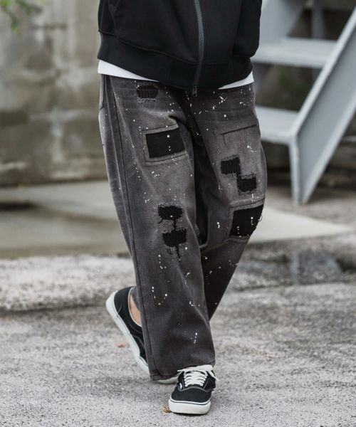 【CAMBIO(カンビオ)】【予約販売8月下旬～9月上旬入荷】Distressed Denim Wide Straight Pants デニムパンツ(A52525cmb)