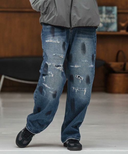 【CAMBIO(カンビオ)】Distressed Denim Relax Straight Pants デニムパンツ(SHA38025cmb)