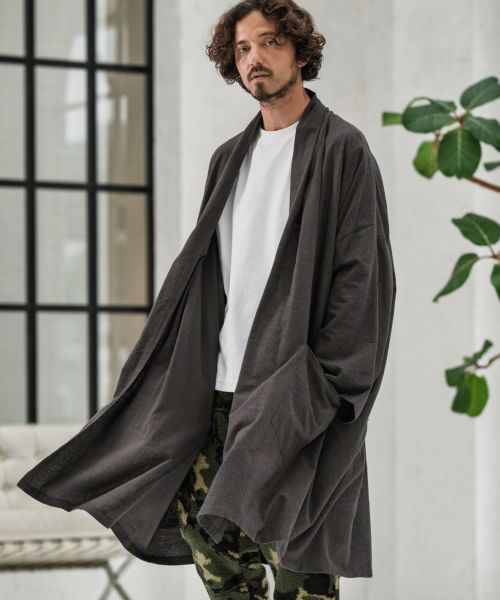 【CAMBIO(カンビオ)】【予約販売8月中旬～下旬入荷】Cotton Rayon Brushed KIMONO Like Gown ガウン(A53325cmb)