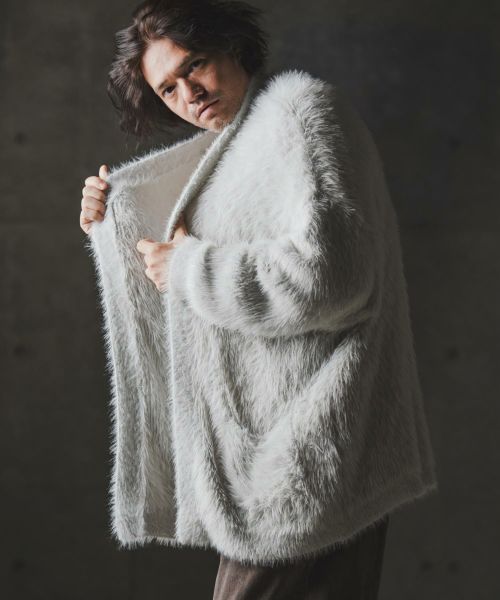 【GLIMCLAP(グリムクラップ)】【予約販売9月上旬～中旬入荷】Minimai detail cardigan -Feather yarn sweater- ニットカーディガン(19-024-gla-cf)