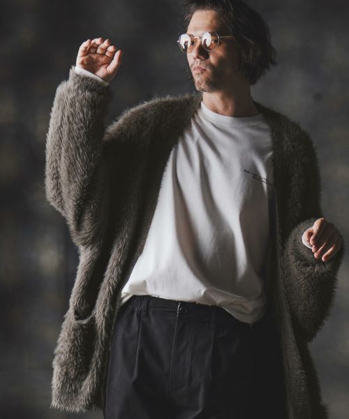 【GLIMCLAP(グリムクラップ)】【予約販売9月上旬～中旬入荷】Minimai detail cardigan -Feather yarn sweater- ニットカーディガン(19-024-gla-cf)