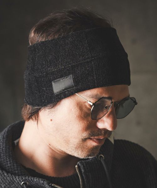 【GLIMCLAP(グリムクラップ)】【予約販売9月上旬～中旬入荷】Knitted headband-Chenille yarn & Grid pattern- ニットヘアバンド(19-019-gla-cf)